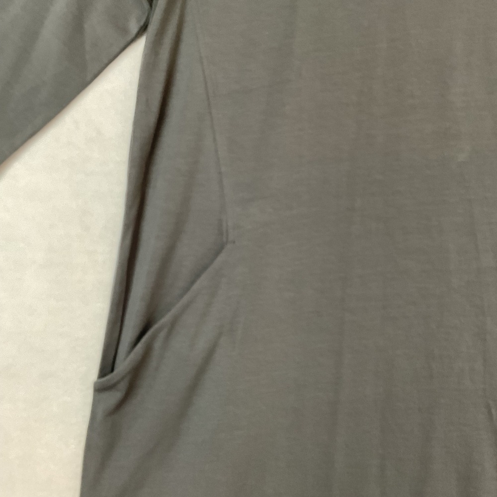 Eileen Fisher Metor Grey Tencel V-Neck A-Line Dress 3/4 Sleeve Pockets L NEW - Picture 9 of 10